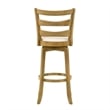 Melindra Swivel Wood Bar Height Bar Stool in Amber with White Boucle - Set of 2