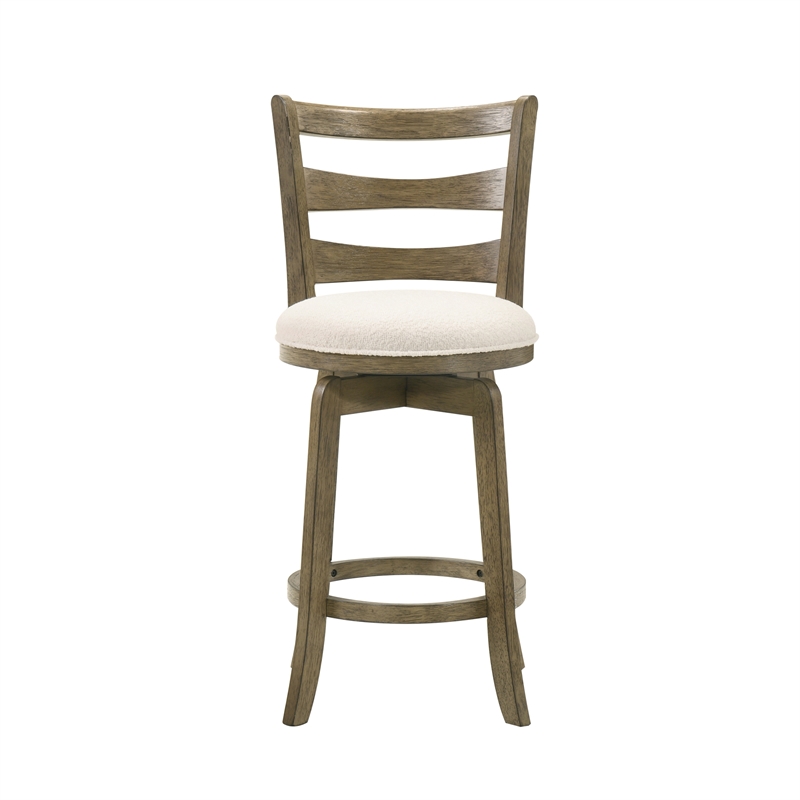 Melindra Swivel Wood Counter Height Bar Stool in Putty Brown with White Seat
