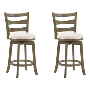 Melindra Swivel Wood Counter Height Bar Stool in Putty Brown/White - Set of 2