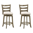 Melindra Swivel Wood Counter Height Bar Stool in Putty Brown/White - Set of 2