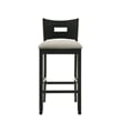 Ren 26 in. Matte Black Counter Height Rubberwood Barstool with Fog Fabric Seat