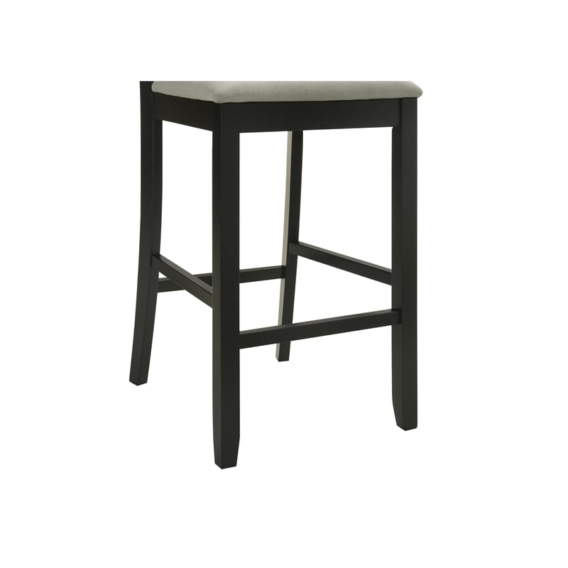 Ren 26 in. Matte Black Counter Height Rubberwood Barstool with Fog Fabric Seat