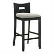 Ren 26 in. Matte Black Counter Height Rubberwood Barstool with Fog Fabric Seat