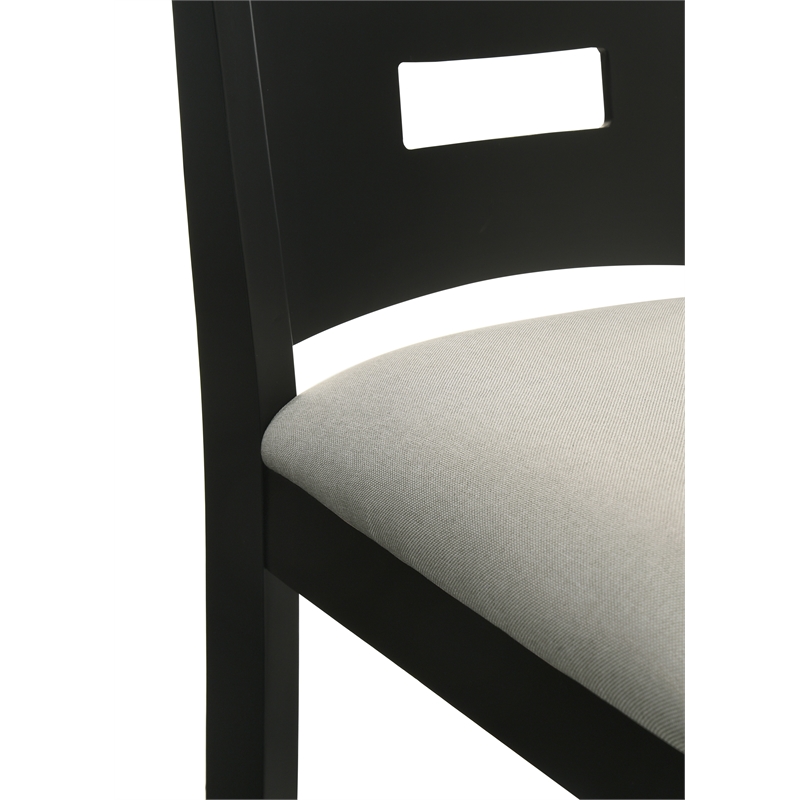 Ren 30 in. Matte Black Bar Height Rubberwood Barstool with Fog Fabric Seat