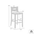 Ren 30 in. Matte Black Bar Height Rubberwood Barstool with Fog Fabric Seat