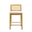 Tobias Wood Counter Height Kitchen Bar Stool in Amber/White Boucle - Set of 4