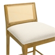 Tobias Wood Counter Height Kitchen Bar Stool in Amber/White Boucle - Set of 4