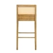 Tobias Wood Bar Height Kitchen Bar Stool in Amber with White Boucle - Set of 4