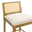 Tobias Wood Bar Height Kitchen Bar Stool in Amber with White Boucle - Set of 4