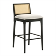 Tobias Wood Bar Height Kitchen Bar Stool in Black with White Seat - Set of 2