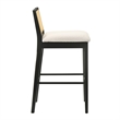 Tobias Wood Bar Height Kitchen Bar Stool in Black with White Seat - Set of 2