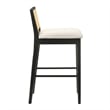 Tobias Wood Bar Height Kitchen Bar Stool in Black/White Boucle Seat - Set of 4