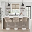Toby Adjustable Swivel Barstool in Ivory/Vintage Taupe Seat/Pale Wood Accents
