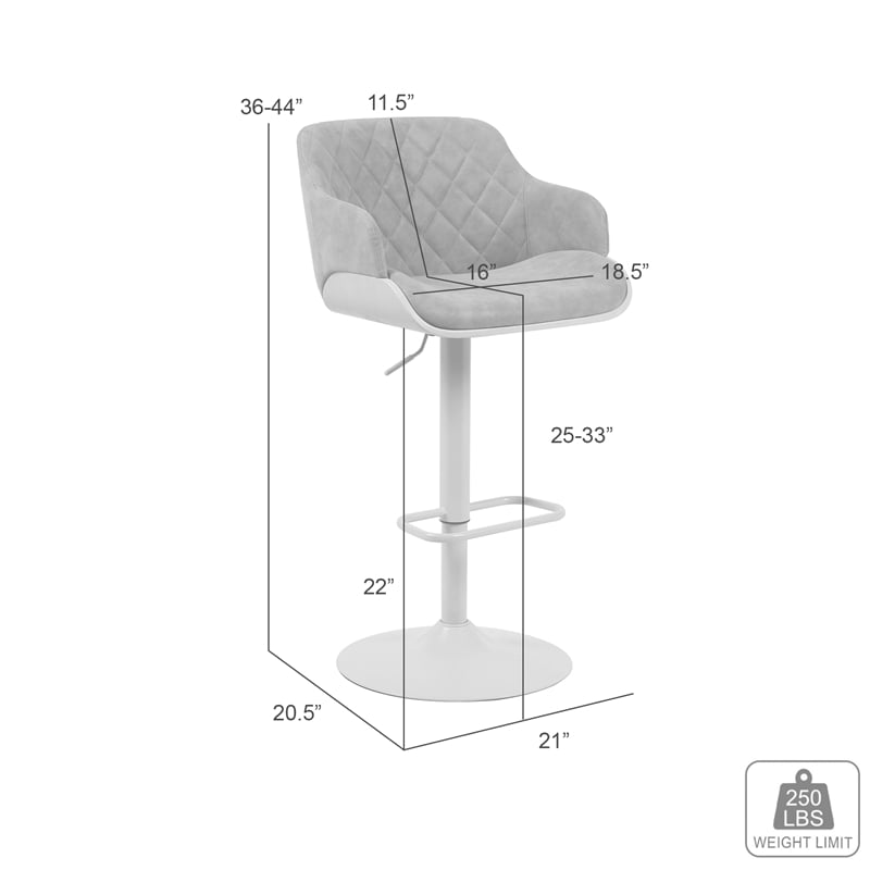Toby Adjustable Swivel Barstool in Ivory/Vintage Taupe Seat/Pale Wood Accents