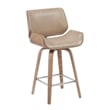 Tyler Counter Height Swivel Bar Stool in White Wash Wood/Brown Seat- Set of 3