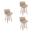 Tyler Counter Height Swivel Bar Stool in White Wash Wood/Brown Seat- Set of 3
