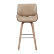 Tyler Swivel Bar Stool with White Wash Wood and Vintage Brown Upholstery