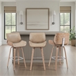 Tyler Swivel Bar Stool with White Wash Wood/Vintage Brown Upholstery- Set of 3