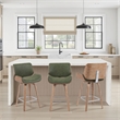 Tyler Counter Height Swivel Bar Stool in White Wash Wood/Green Seat- Set of 2