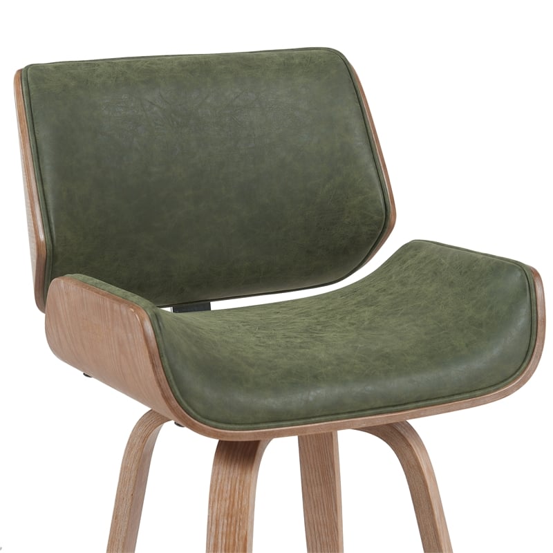 Tyler Counter Height Swivel Bar Stool in White Wash Wood/Green Seat- Set of 4