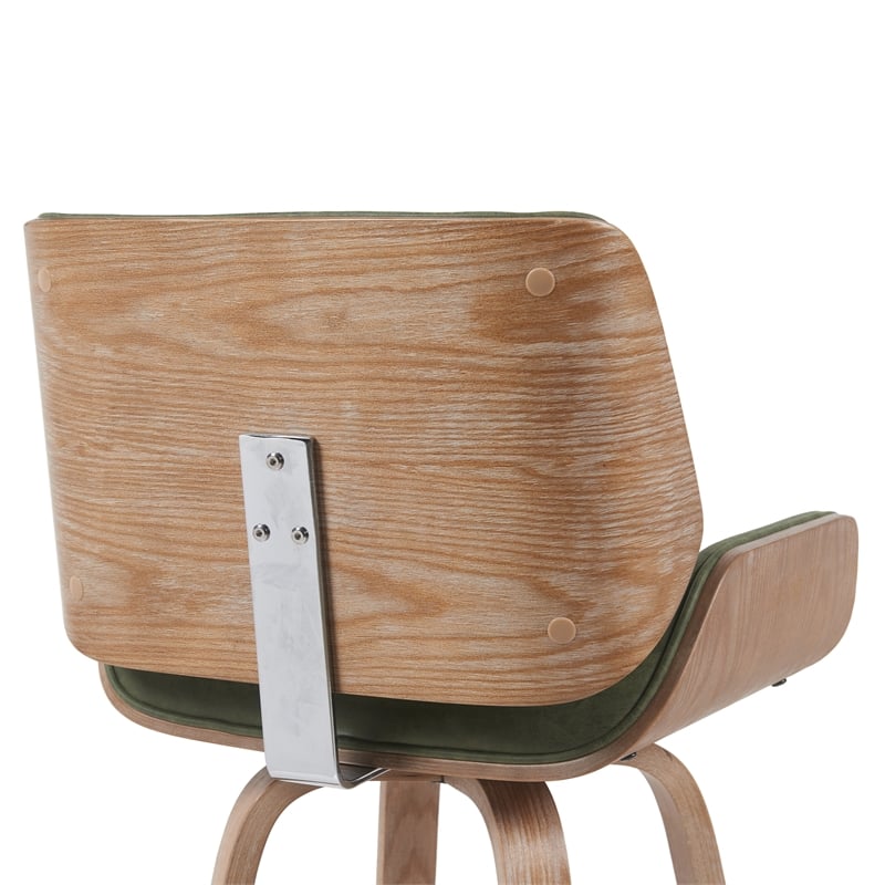 Tyler Counter Height Swivel Bar Stool in White Wash Wood/Green Seat- Set of 4