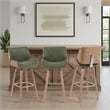 Tyler Swivel Bar Stool with White Wash Wood & Vintage Green Upholstery- Set of 3