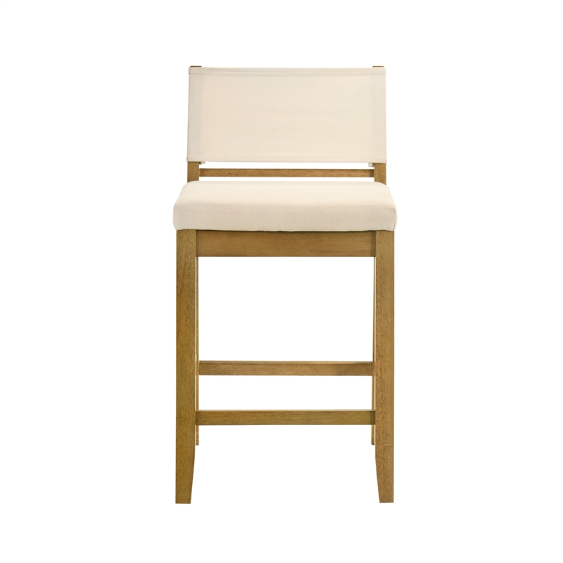 Yaneli Counter Height Bar Stool in Amber Glow with White Fabric Seat - Set of 2