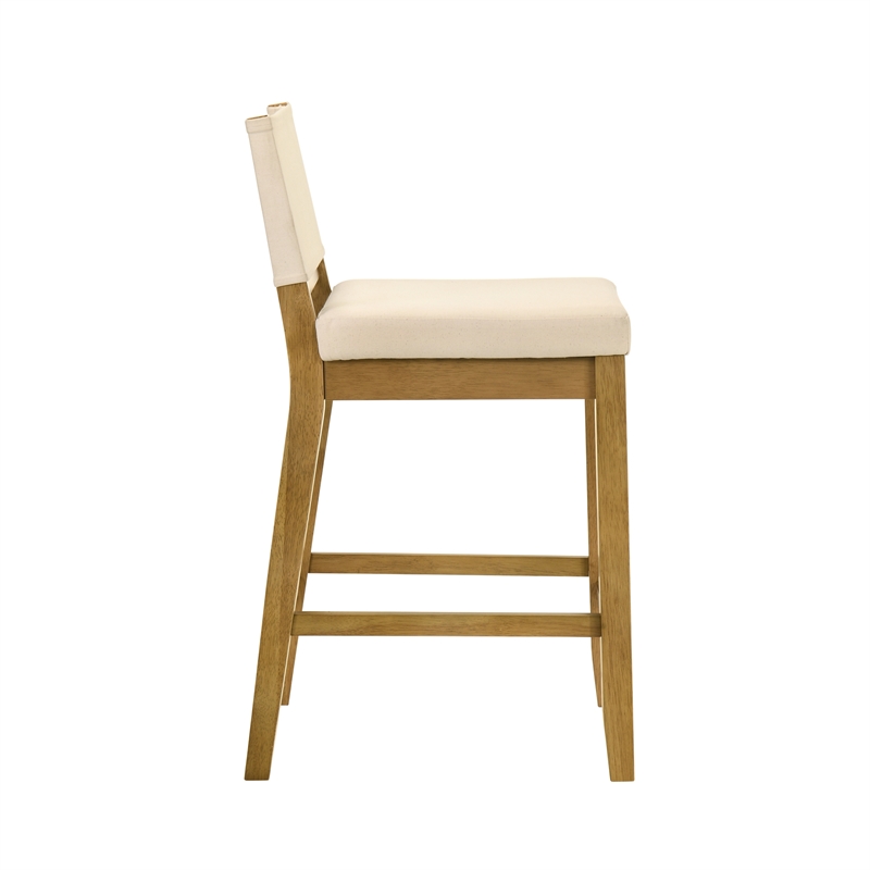 Yaneli Counter Height Bar Stool in Amber Glow with White Fabric Seat - Set of 2