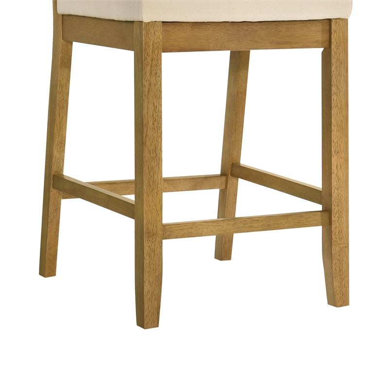 Yaneli Counter Height Bar Stool in Amber Glow with White Fabric Seat - Set of 2