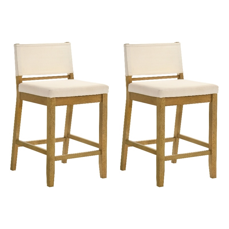 Yaneli Counter Height Bar Stool in Amber Glow with White Fabric Seat - Set of 2