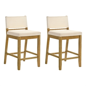 Yaneli Counter Height Bar Stool in Amber Glow with White Fabric Seat - Set of 2