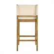 Yaneli Natural Wood Bar Height Bar Stool in Amber Glow with White Fabric Seat