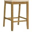 Yaneli Natural Wood Bar Height Bar Stool in Amber Glow with White Fabric Seat