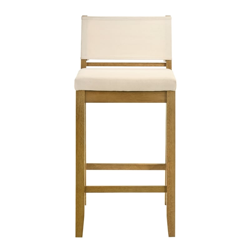 Yaneli Bar Height Bar Stool in Amber Glow with White Fabric Seat - Set of 2