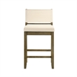 Yaneli Natural Wood Counter Height Bar Stool in Putty Brown/White Fabric Seat