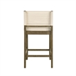 Yaneli Natural Wood Counter Height Bar Stool in Putty Brown/White Fabric Seat
