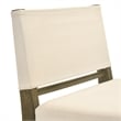 Yaneli Natural Wood Bar Height Bar Stool in Putty Brown with White Fabric Seat