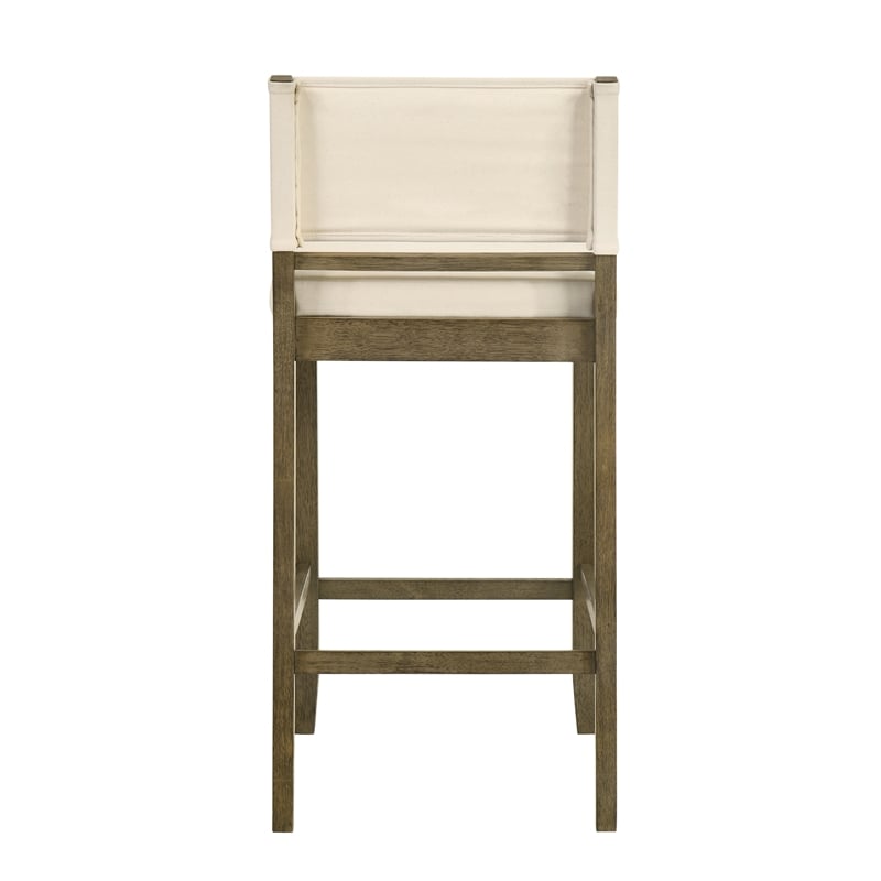 Yaneli Bar Height Bar Stool in Putty Brown with White Fabric Seat - Set of 2