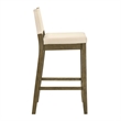 Yaneli Bar Height Bar Stool in Putty Brown with White Fabric Seat - Set of 2
