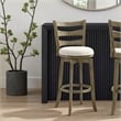 Melindra Swivel Wood Bar Height Kitchen Bar Stool -Putty Brown/White Boucle Seat