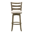 Melindra Swivel Wood Bar Height Kitchen Bar Stool -Putty Brown/White Boucle Seat