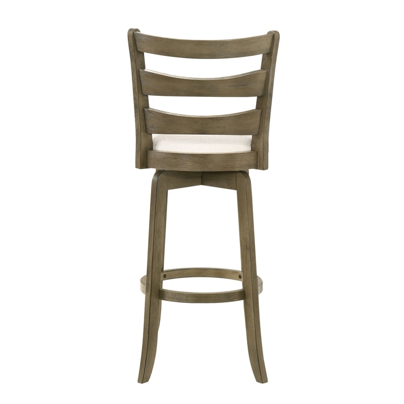 Melindra Swivel Wood Bar Height Kitchen Bar Stool -Putty Brown/White Boucle Seat