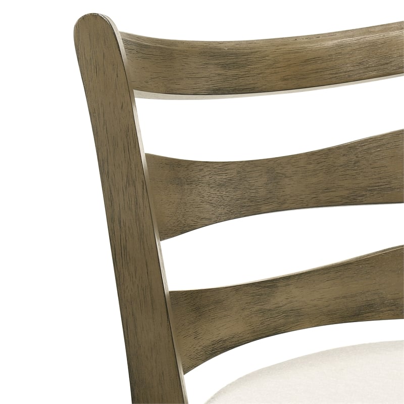 Melindra Swivel Wood Bar Height Kitchen Bar Stool -Putty Brown/White Boucle Seat