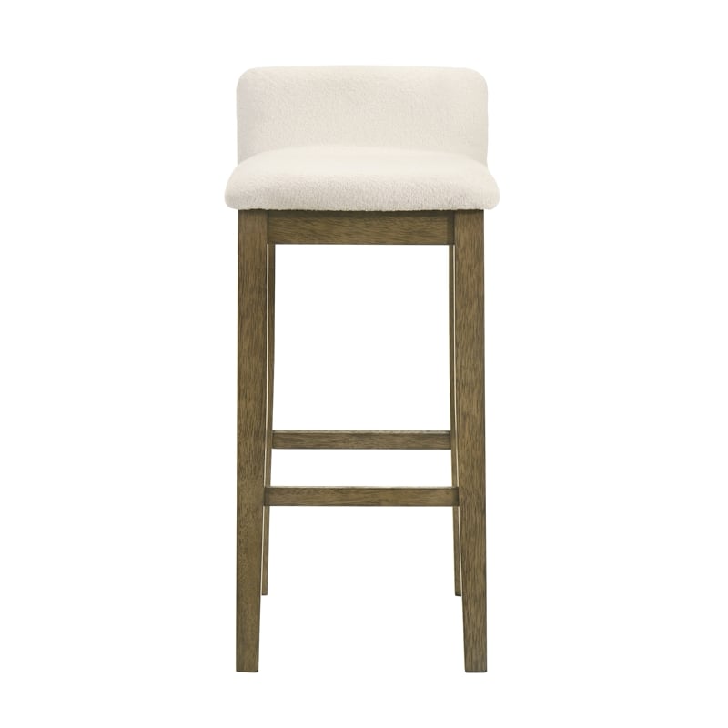 Annikah Wood Bar Height Kitchen Bar Stool in Putty Brown/White Seat - Set of 4
