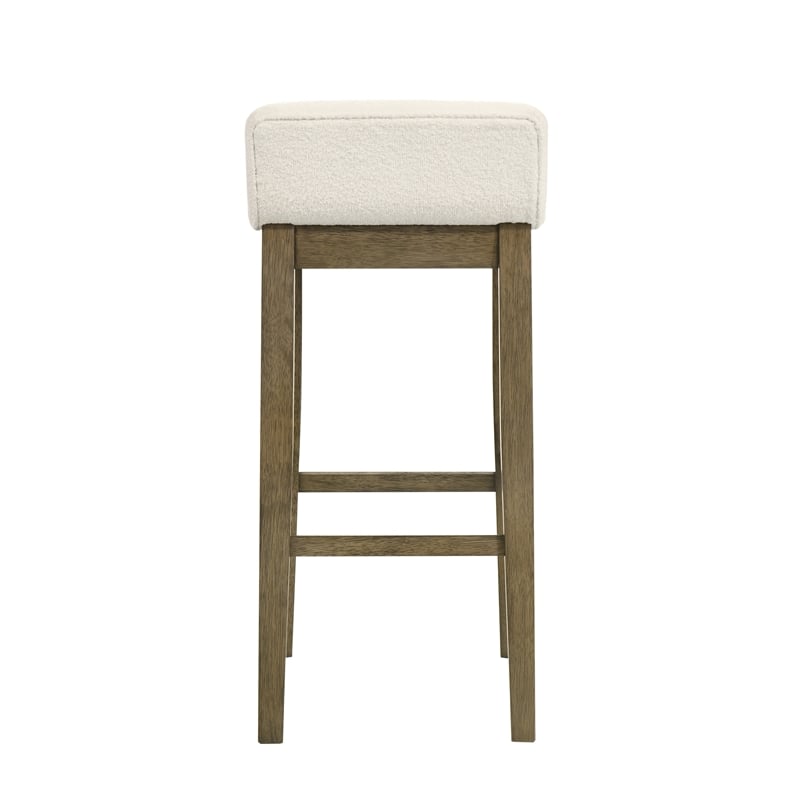 Annikah Wood Bar Height Kitchen Bar Stool in Putty Brown/White Seat - Set of 4