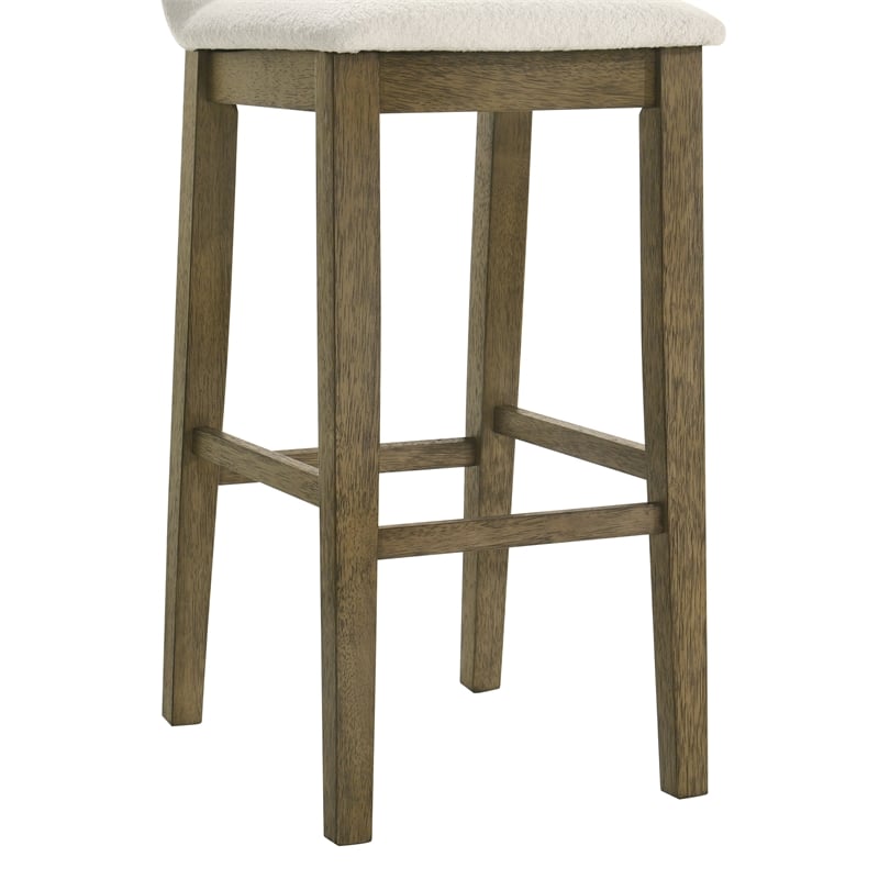 Annikah Wood Bar Height Kitchen Bar Stool in Putty Brown/White Seat - Set of 4