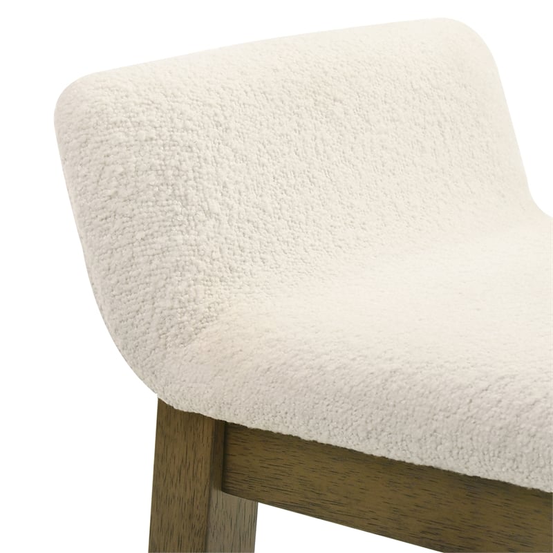 Annikah Wood Bar Height Kitchen Bar Stool in Putty Brown/White Seat - Set of 4