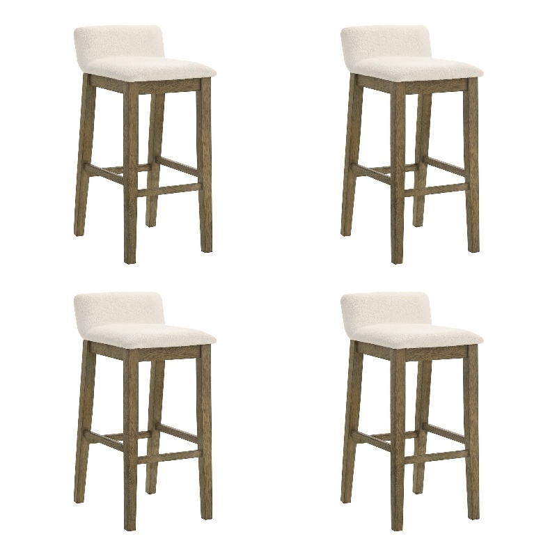 Annikah Wood Bar Height Kitchen Bar Stool in Putty Brown/White Seat - Set of 4