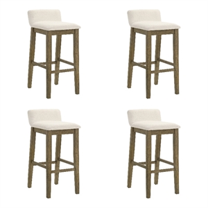 Annikah Wood Bar Height Kitchen Bar Stool in Putty Brown/White Seat - Set of 4
