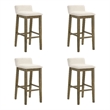 Annikah Wood Bar Height Kitchen Bar Stool in Putty Brown/White Seat - Set of 4